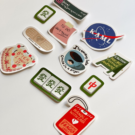 Assorted illustration vinyl sticker pack