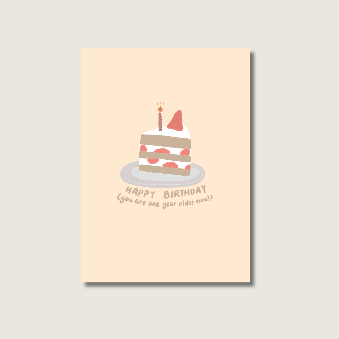 Birthday cake illustration greeting card