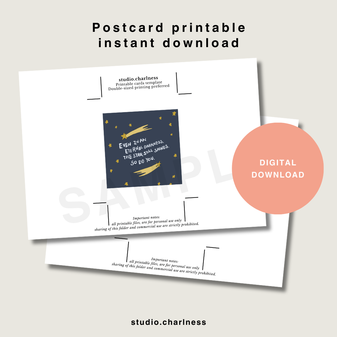 The star still shine square postcard printable