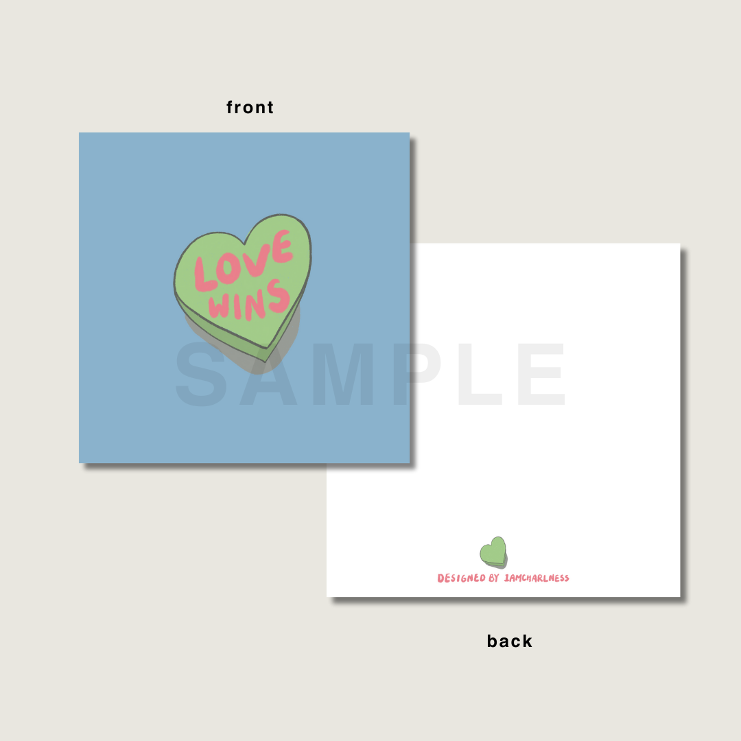 Love wins square postcard printable