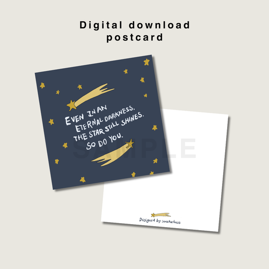 The star still shine square postcard printable