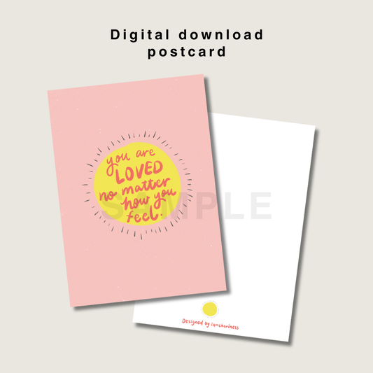 You are loved sunburst postcard printable