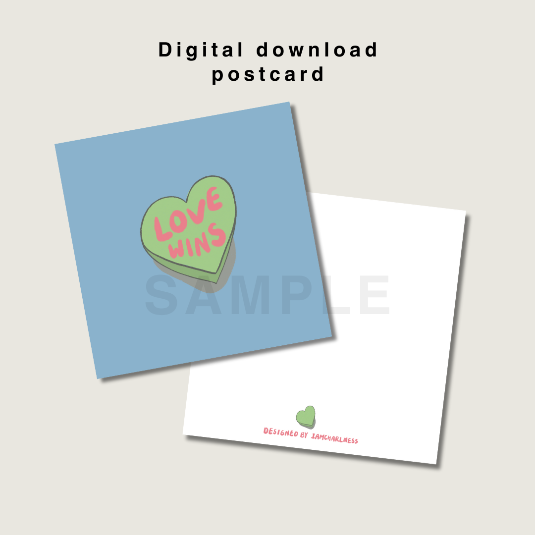 Love wins square postcard printable