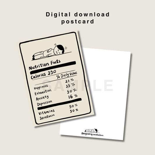 Emotion nutrition facts postcard printable