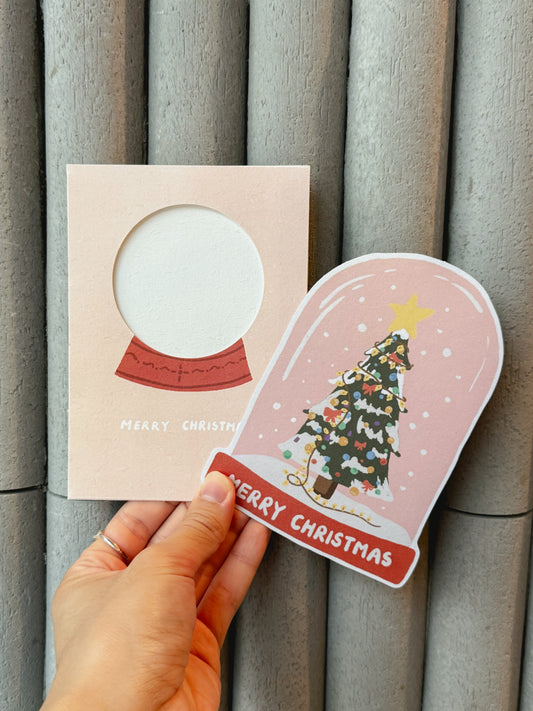 Snow globe die-cut Christmas card