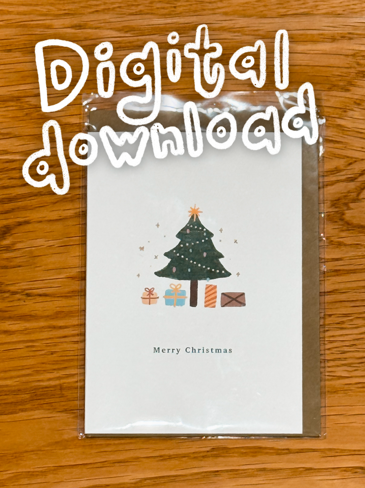 Minimal illustrative Christmas tree card Printable